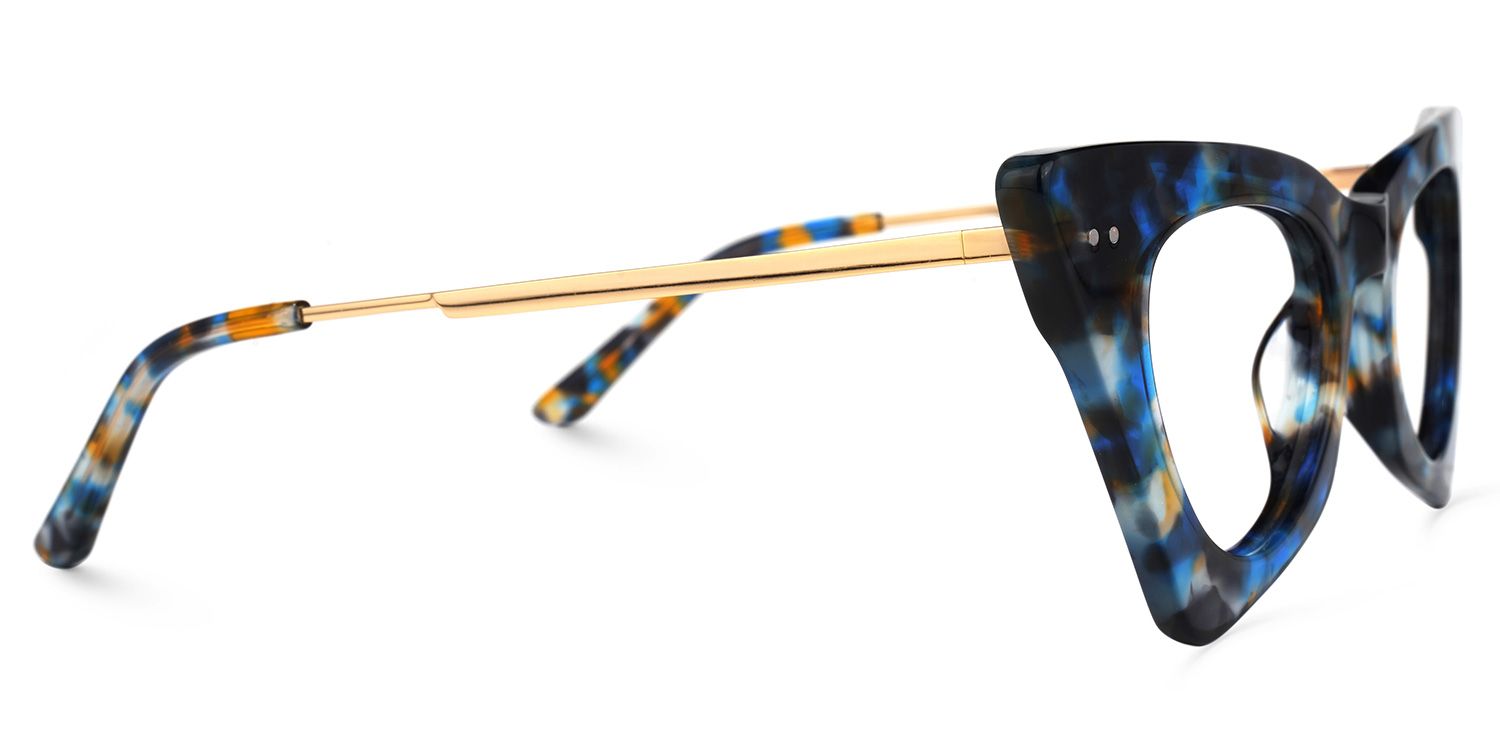 Gretchen - Geometric Blue/Black Eyeglasses | Vooglam 4