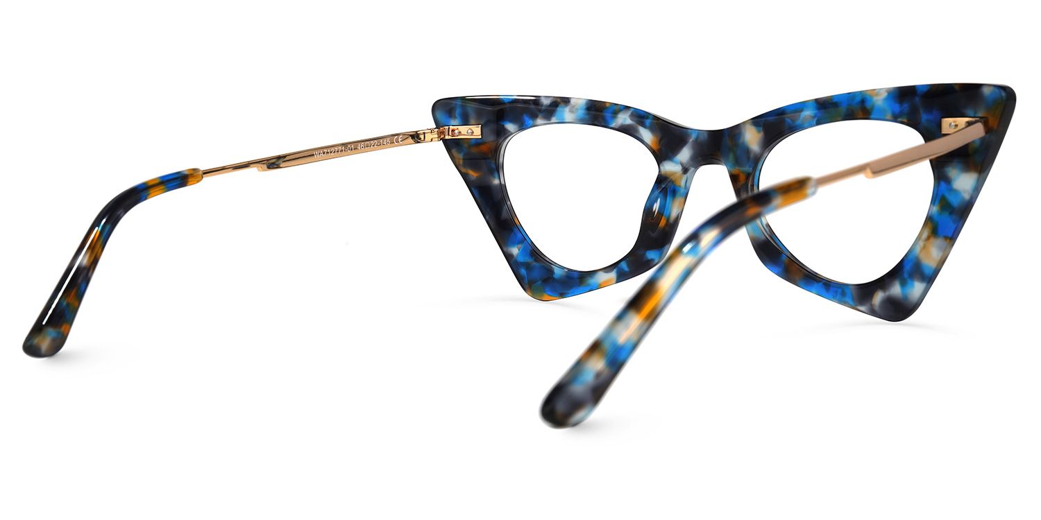 Gretchen - Geometric Blue/Black Eyeglasses | Vooglam Side View
