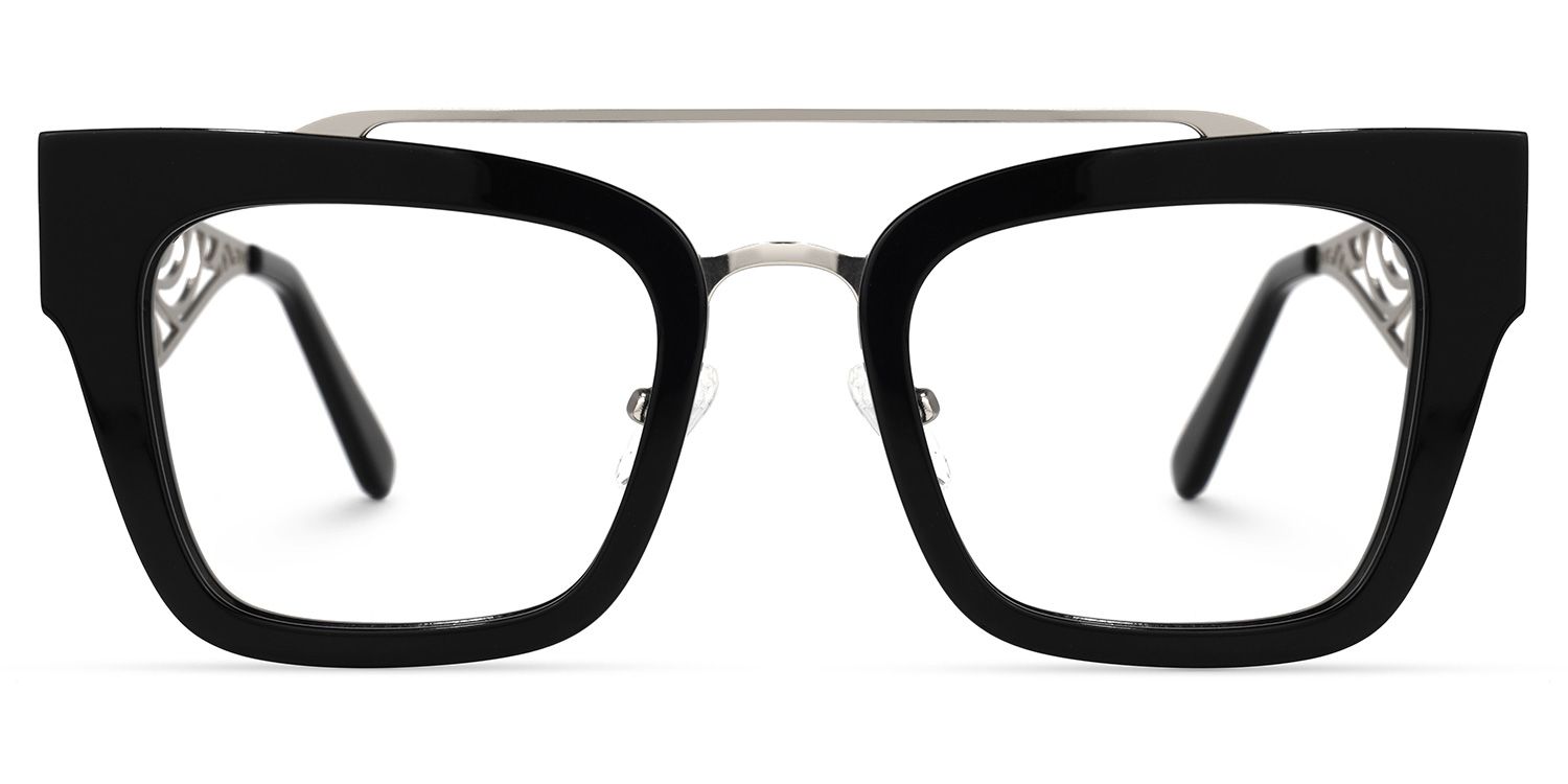 Vaughn - Aviator Black Eyeglasses | Vooglam Angle View
