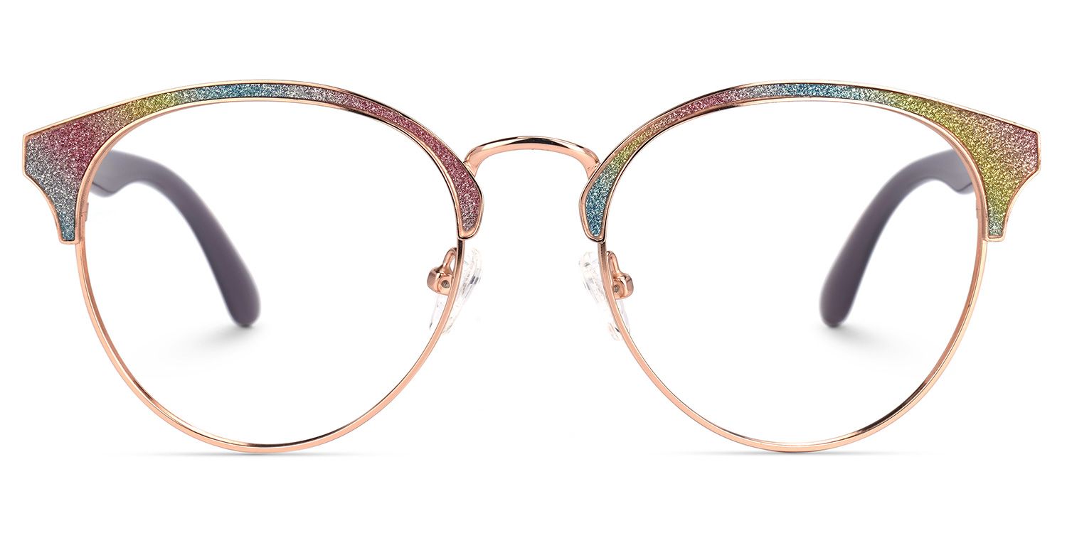 Browline Multicolor Eyeglasses | Vooglam.com Angle View