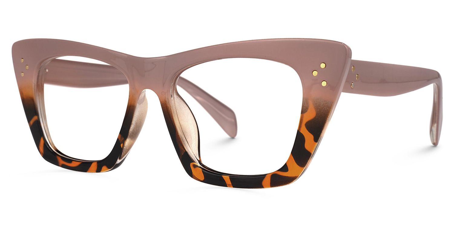 Griffin - Rectangle Tortoise Eyeglasses | Vooglam Front View