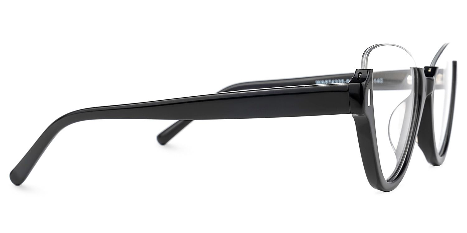 Omayra - Cat Eye Black Eyeglasses by Vooglam - Product View 4