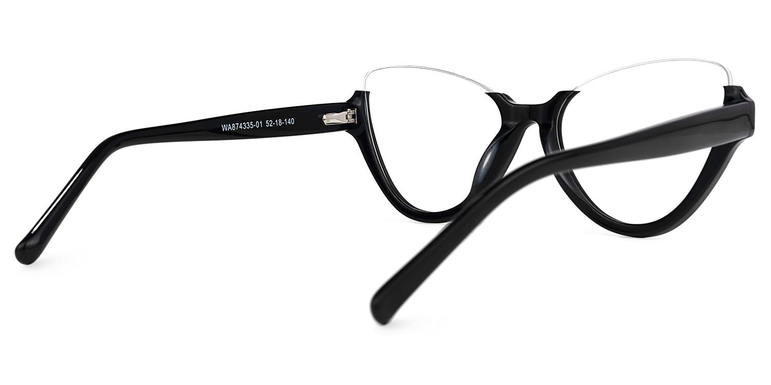 Omayra - Cat Eye Black Eyeglasses by Vooglam - Side View