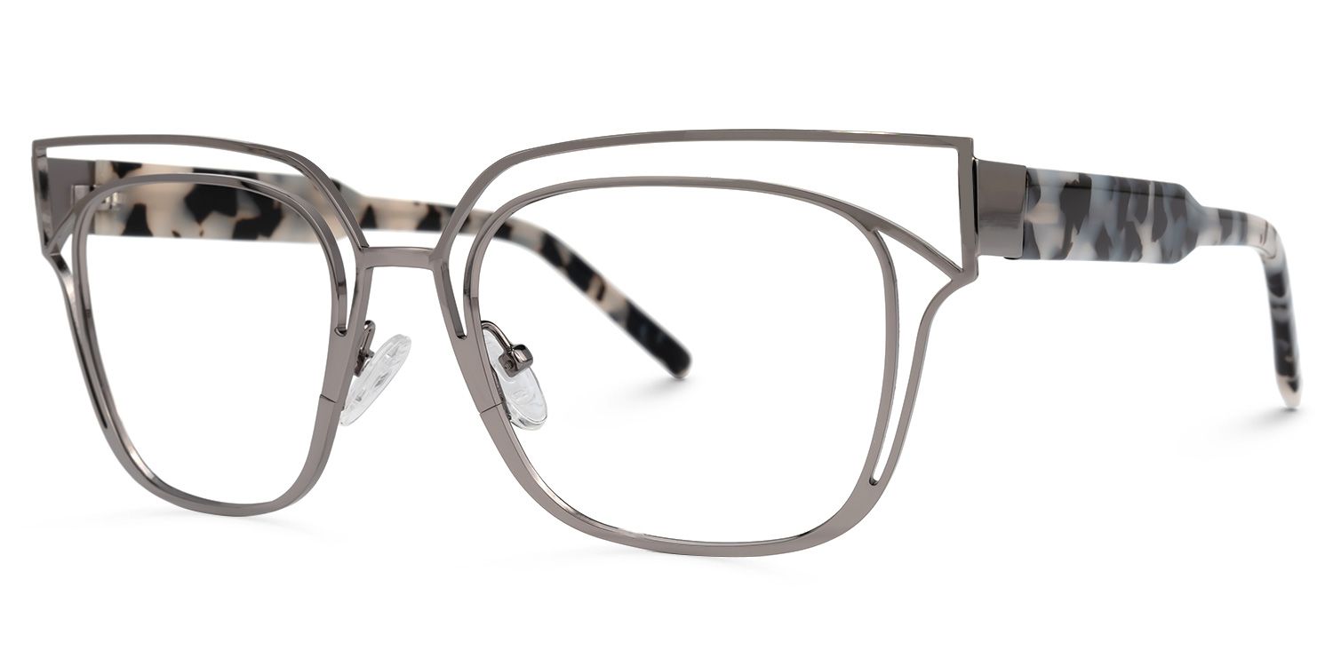 Kadie - Rectangle Grey Eyeglasses | Vooglam Front View