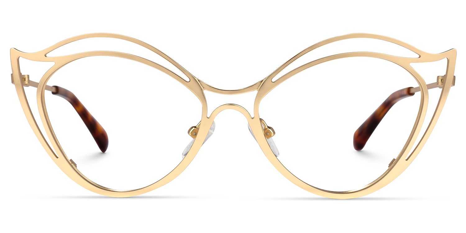 Hilleary - Geometric Gold Eyeglasses by Vooglam - Angle View