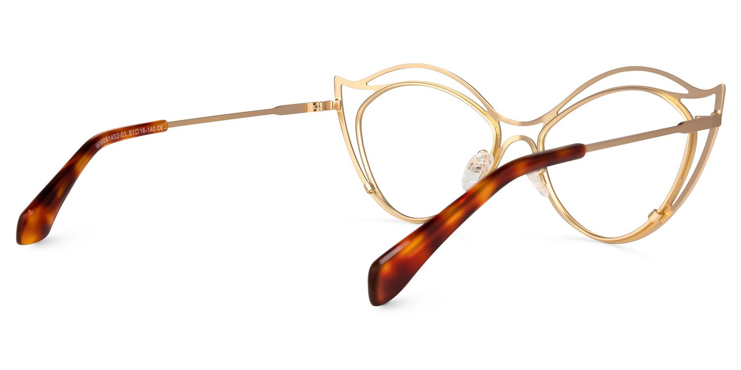 Hilleary - Geometric Gold Eyeglasses by Vooglam - Side View