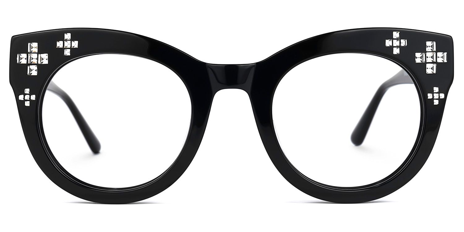 Dembo - Round Black Eyeglasses | Vooglam Angle View
