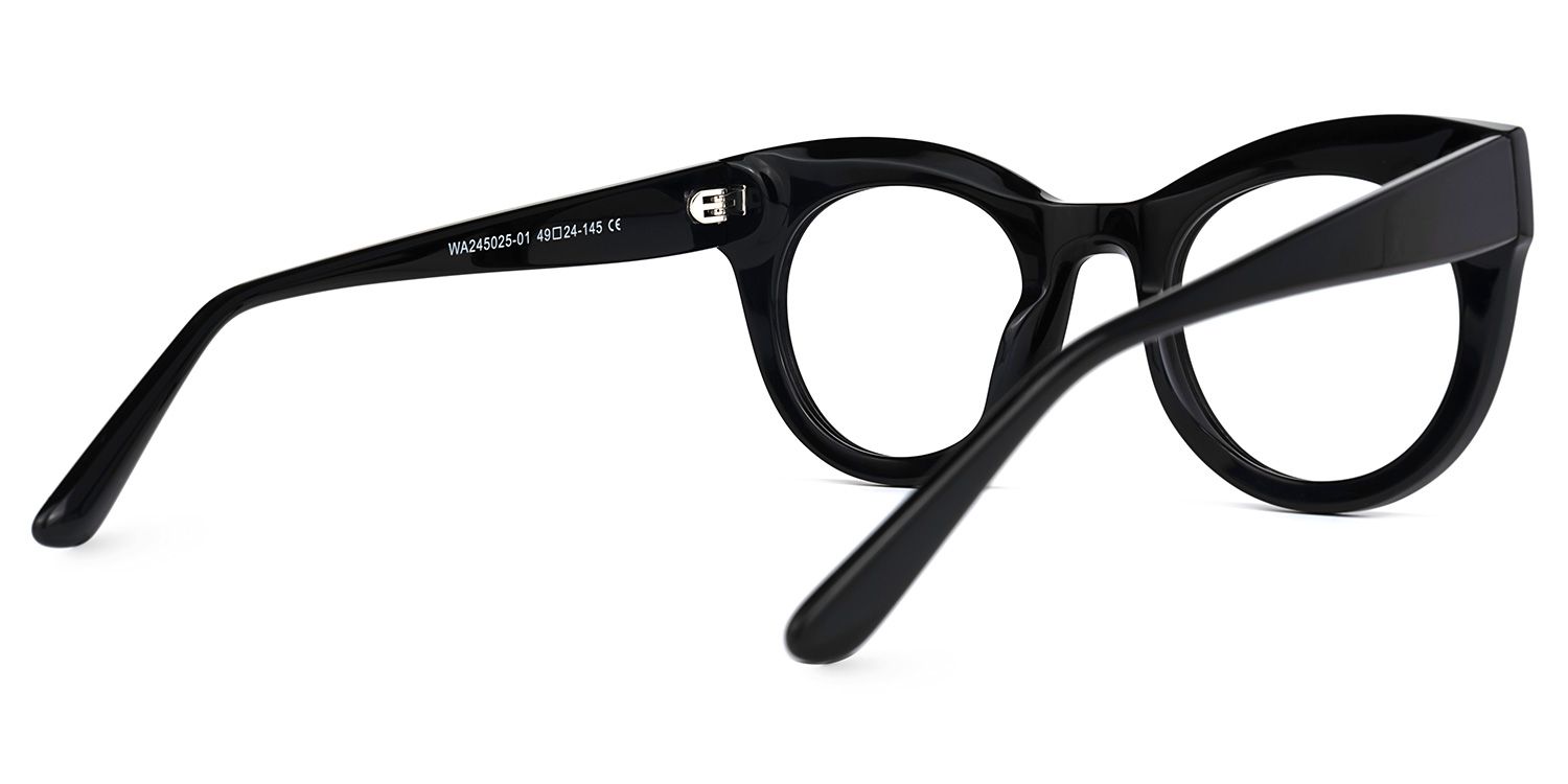 Dembo - Round Black Eyeglasses | Vooglam Side View