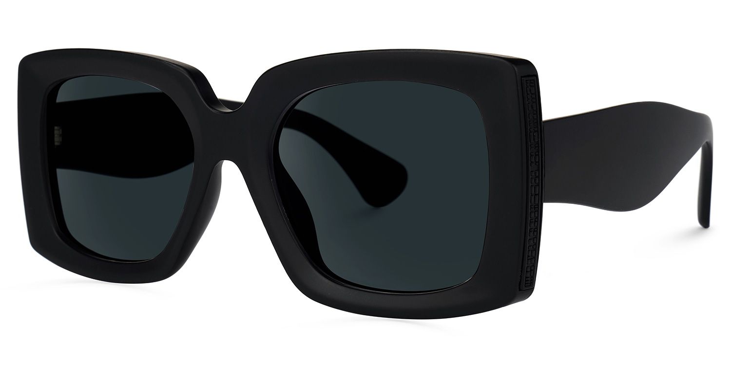 Rectangle Black Sunglasses | Vooglam.com Front View
