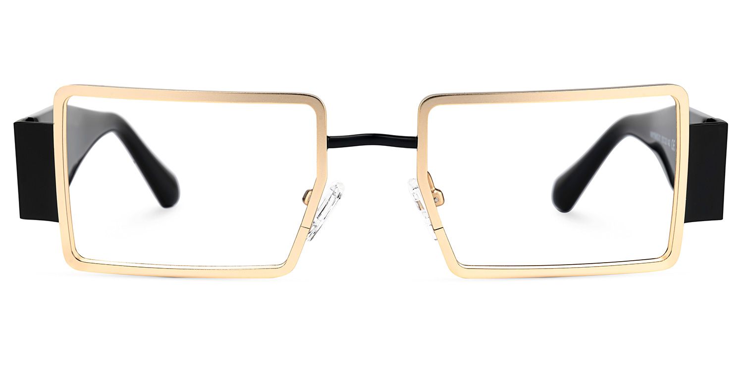 Anitta - Gold Rim Rectangular Glasses Bold Temples | Vooglam Angle View