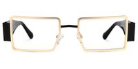 Anitta - Gold Rim Rectangular Glasses Bold Temples | Vooglam Angle View