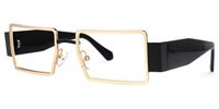 Anitta - Gold Rim Rectangular Glasses Bold Temples | Vooglam Front View