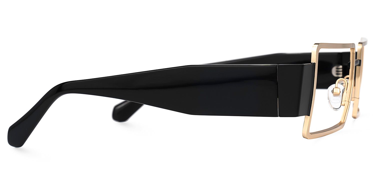 Anitta - Gold Rim Rectangular Glasses Bold Temples | Vooglam 4