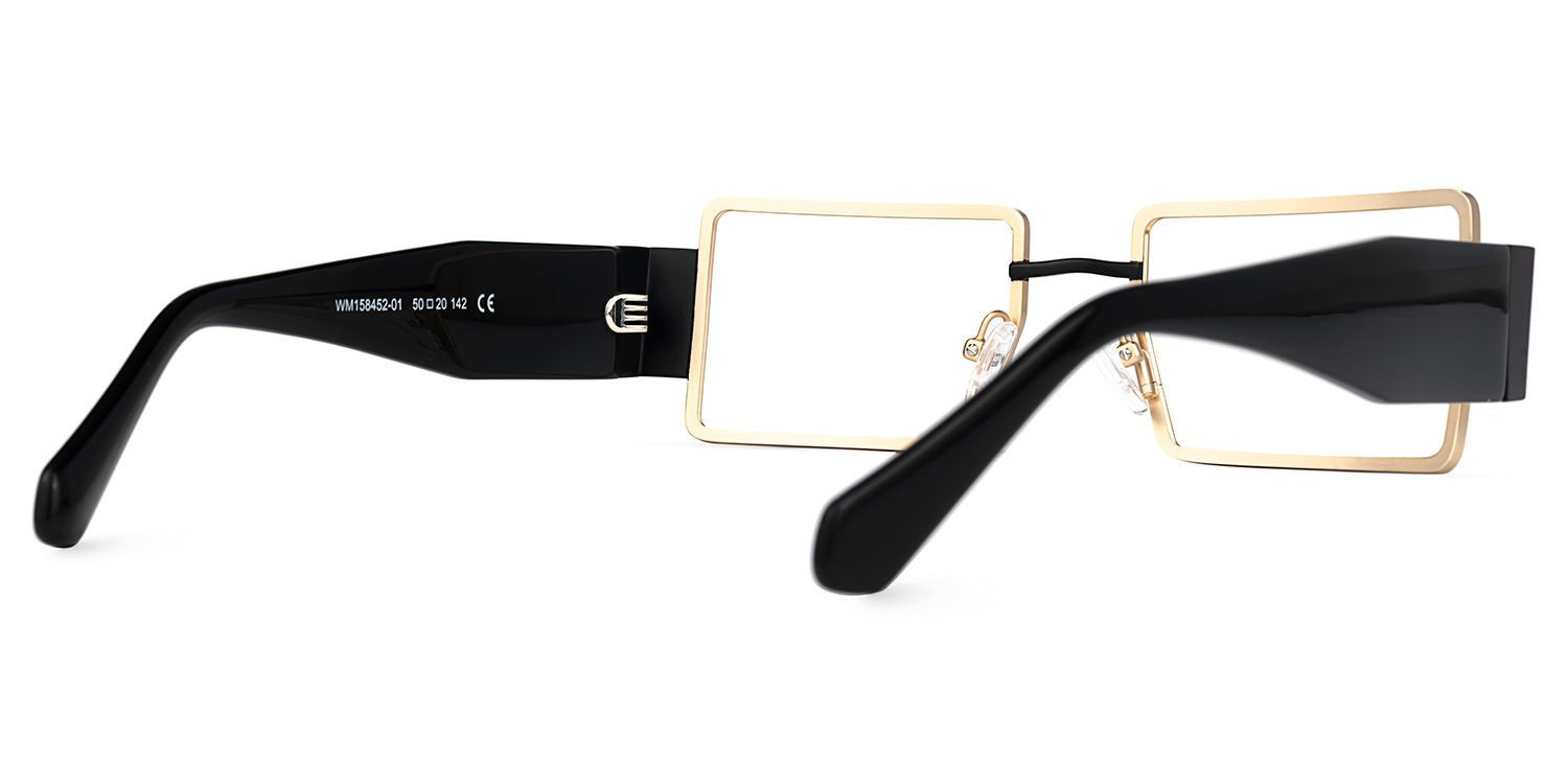 Anitta - Gold Rim Rectangular Glasses Bold Temples | Vooglam Side View