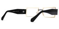 Anitta - Gold Rim Rectangular Glasses Bold Temples | Vooglam Side View