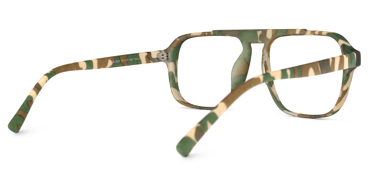 Sosa - Cool Green Camo Aviator Eyeglasses by Vooglam - Side View