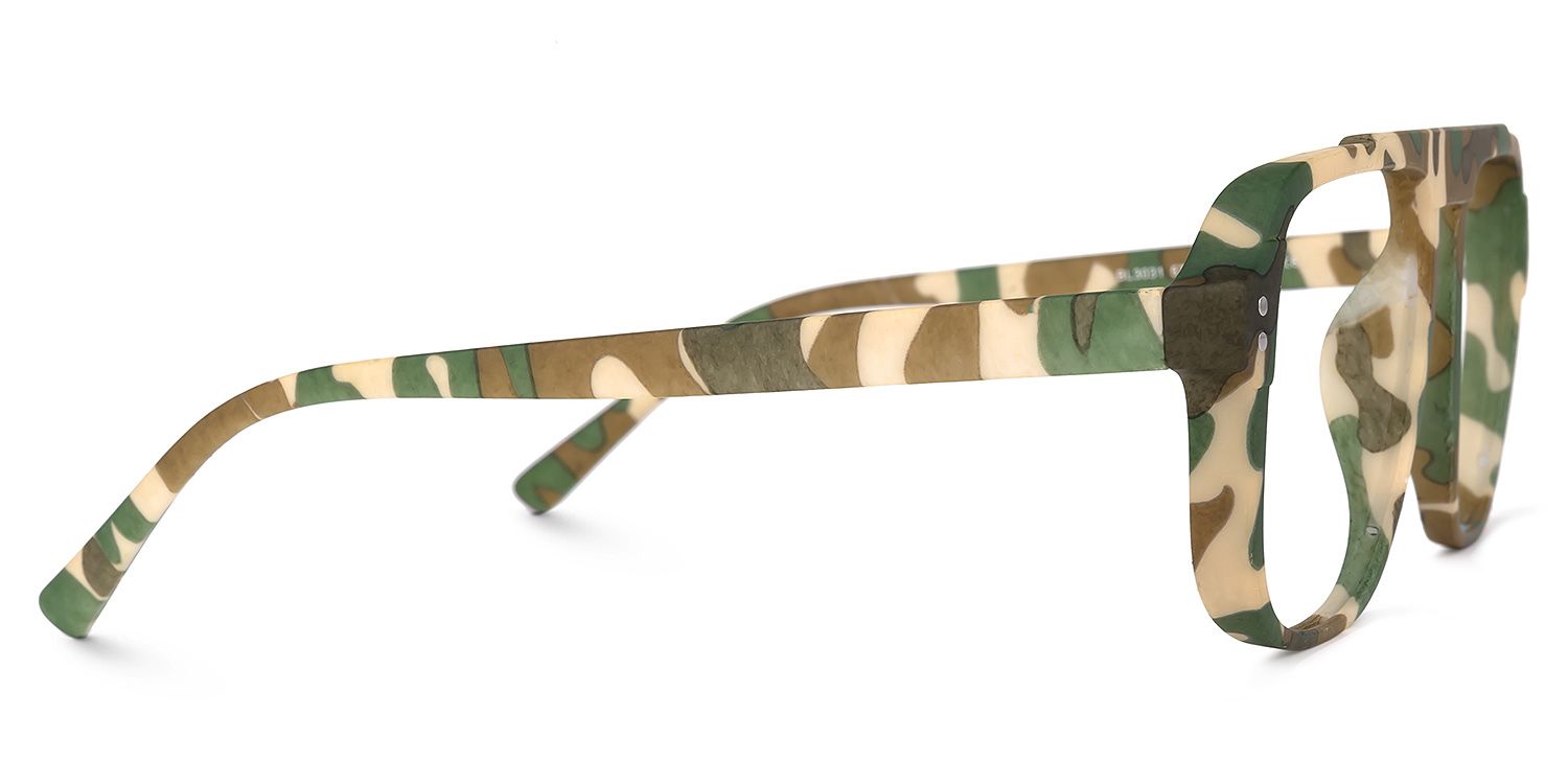 Sosa - Cool Green Camo Aviator Eyeglasses by Vooglam - Product View 4