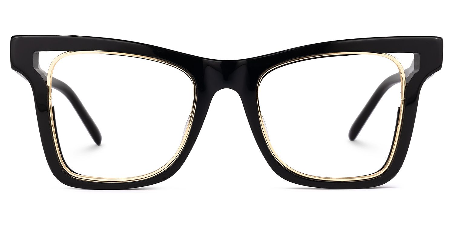 Efrain - Rectangle Black Eyeglasses by Vooglam - Angle View