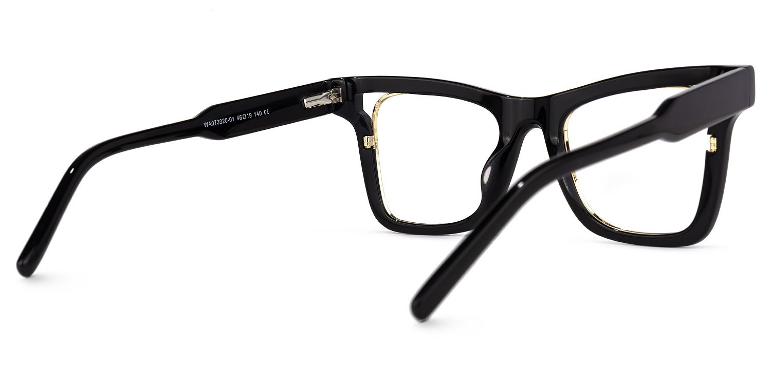 Efrain - Rectangle Black Eyeglasses by Vooglam - Side View