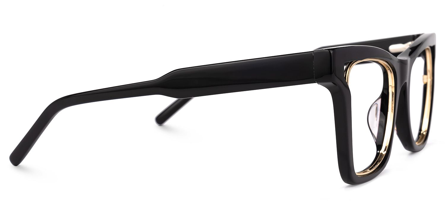 Efrain - Rectangle Black Eyeglasses by Vooglam - Product View 4