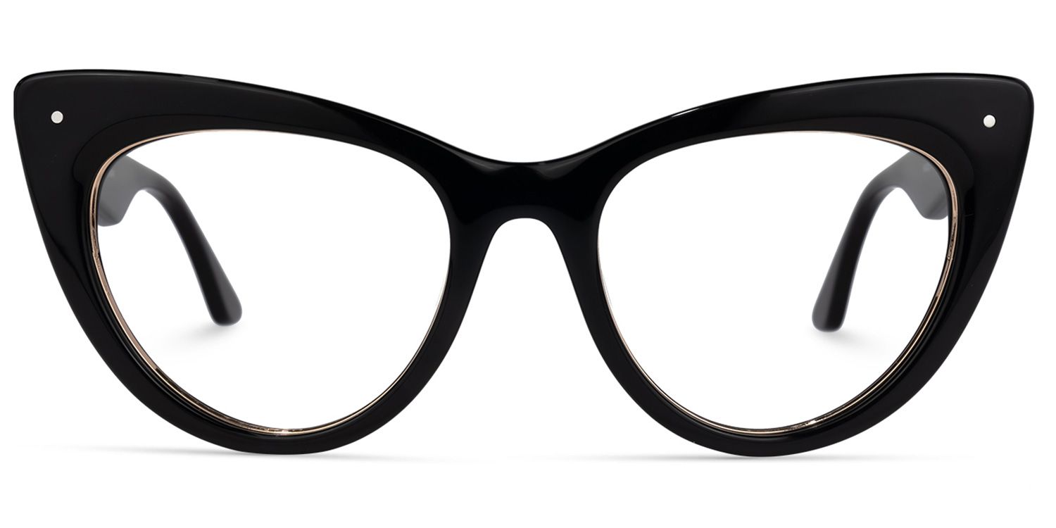 Akua - Cat Eye Black Eyeglasses by Vooglam - Angle View