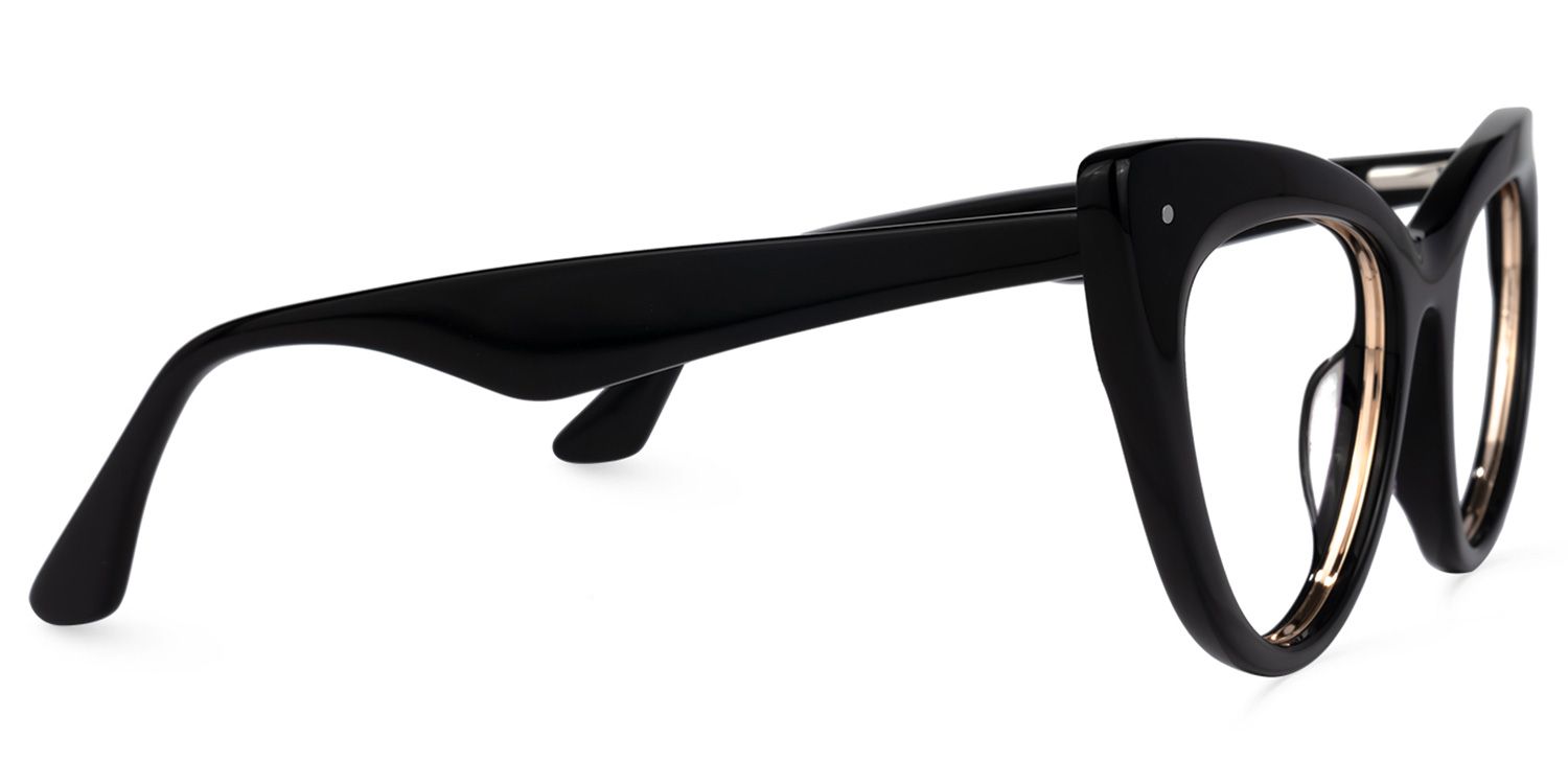 Akua - Cat Eye Black Eyeglasses by Vooglam - Product View 4