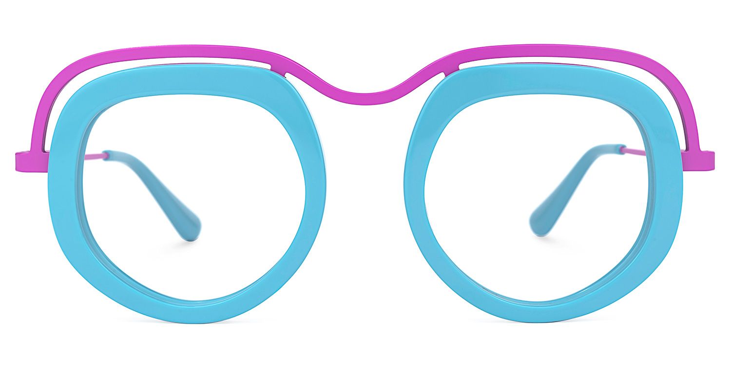 Geometric Blue Eyeglasses | Vooglam Angle View