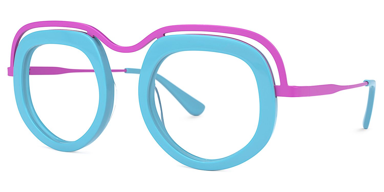 Geometric Blue Eyeglasses | Vooglam Front View