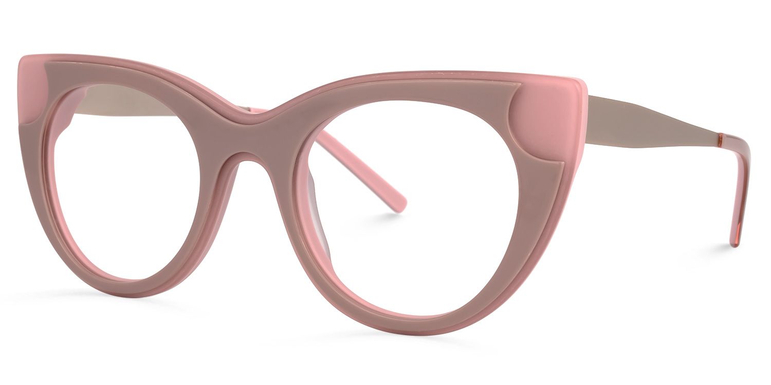 Cat Eye Pink Eyeglasses | Vooglam.com Front View