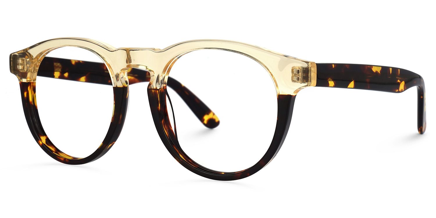Round Two-tone Eyeglasses | Vooglam.com Front View