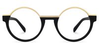 Latina - Retro Round Black & Gold Glasses | Vooglam Angle View