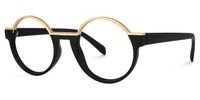 Latina - Retro Round Black & Gold Glasses
