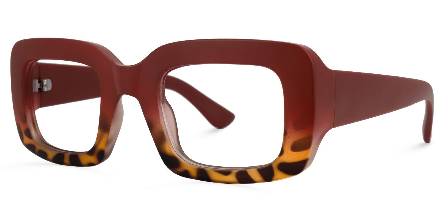 Rectangle Red Eyeglasses | Vooglam.com Front View