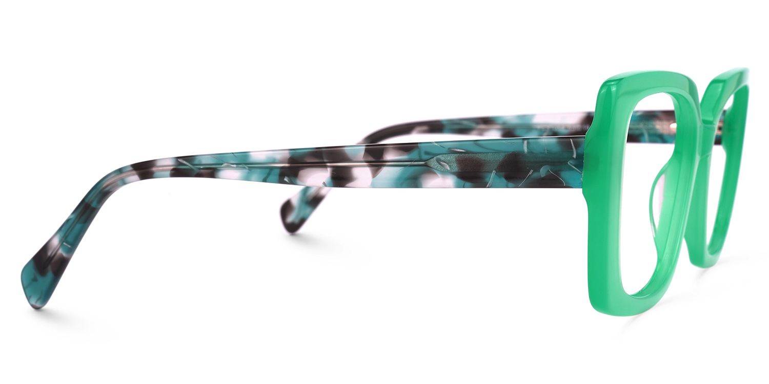 Rectangle Green Eyeglasses by Vooglam.com - Product View 4