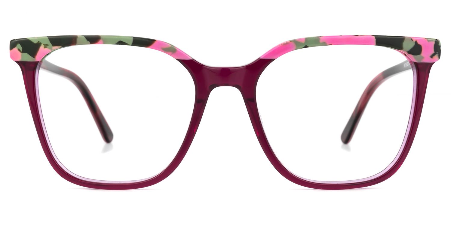 Square Floral Eyeglasses | Vooglam.com Angle View