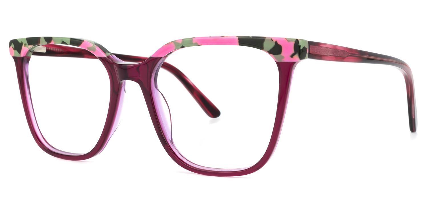 Square Floral Eyeglasses | Vooglam.com Front View