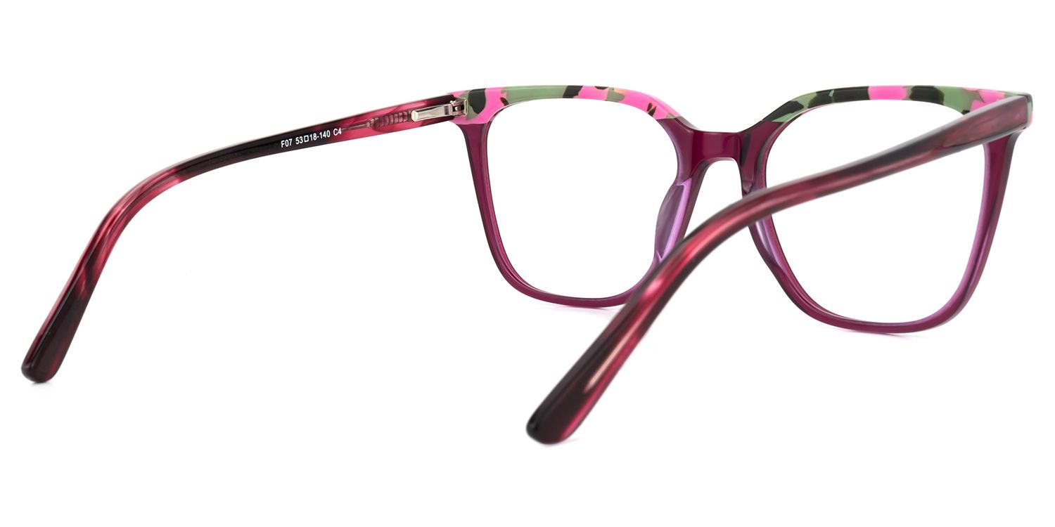 Square Floral Eyeglasses | Vooglam.com Side View
