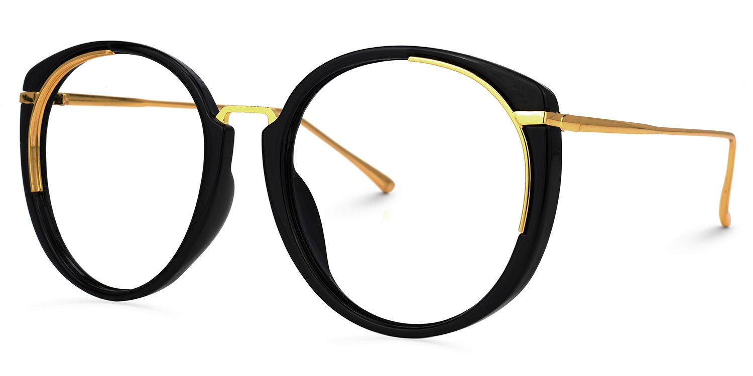 Round Black Eyeglasses | Vooglam.com Front View