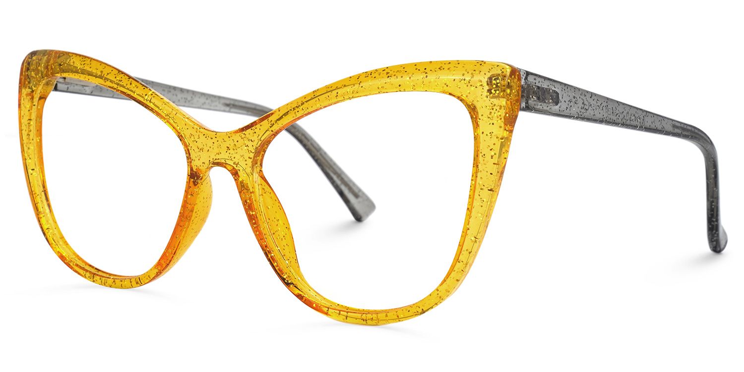 Austin - Cat Eye Yellow Eyeglasses | Vooglam Front View