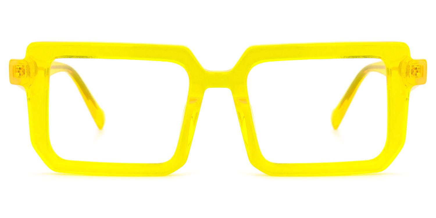 Cassiel - Rectangle Yellow Eyeglasses | Vooglam Angle View