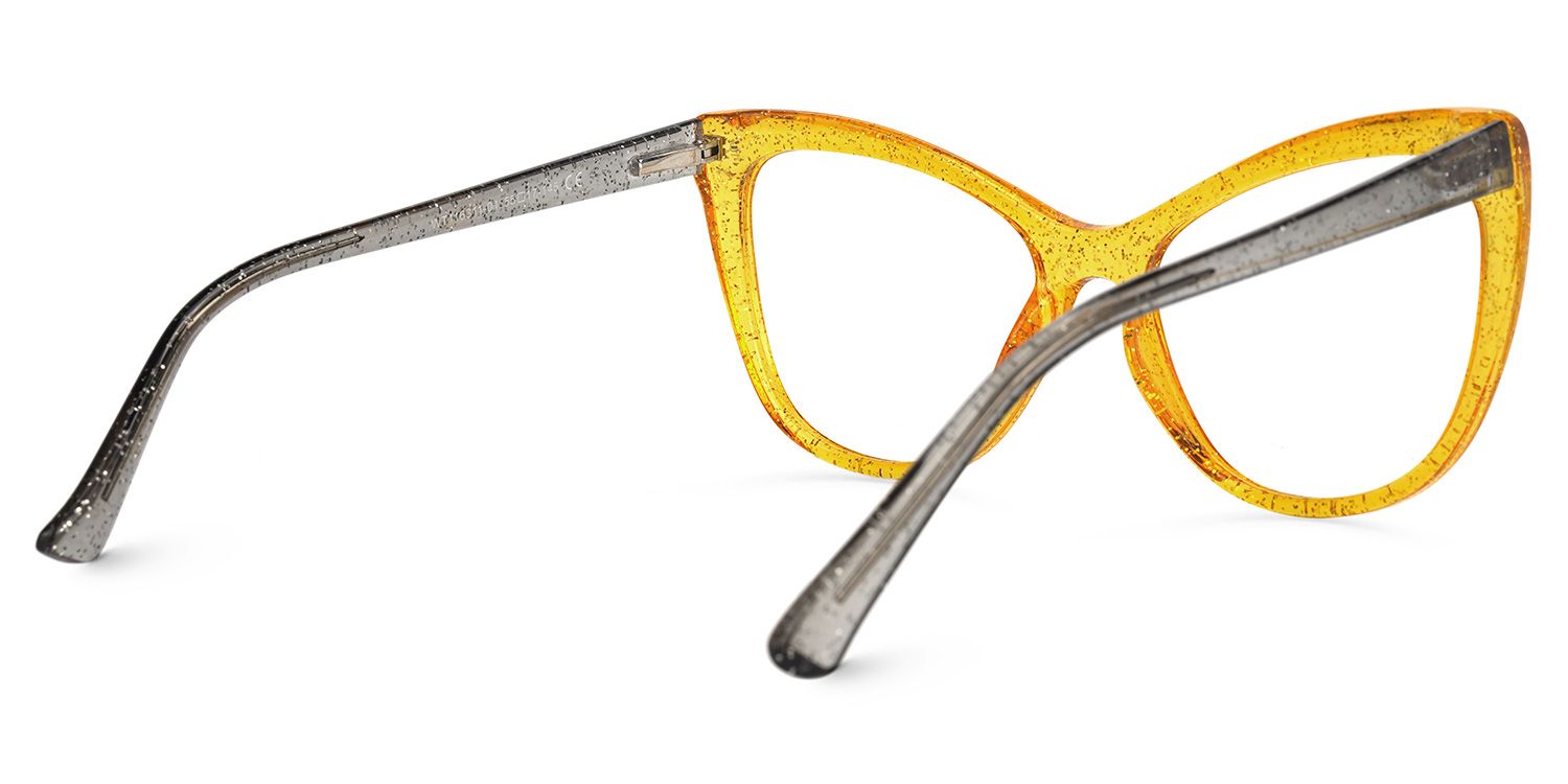 Austin - Cat Eye Yellow Eyeglasses | Vooglam Side View