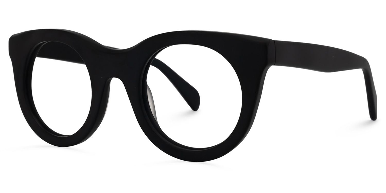 Janea - Round Black Eyeglasses | Vooglam Front View