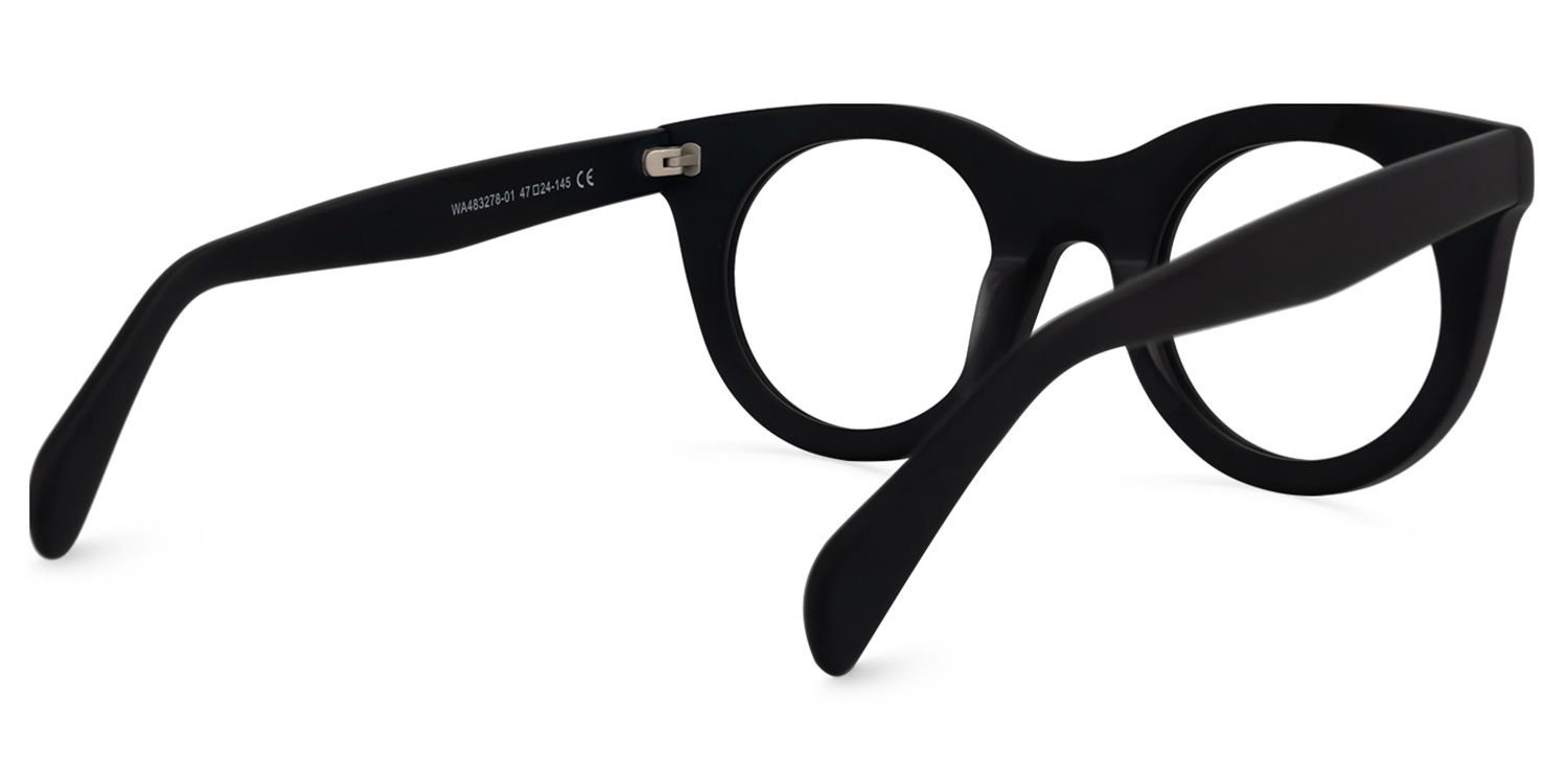 Janea - Round Black Eyeglasses | Vooglam Side View