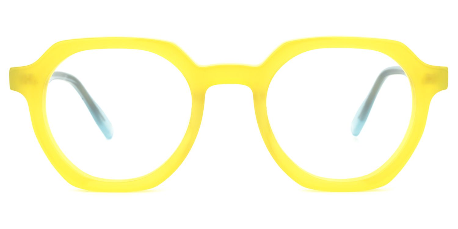 Geometric Yellow Eyeglasses | Vooglam.com Angle View