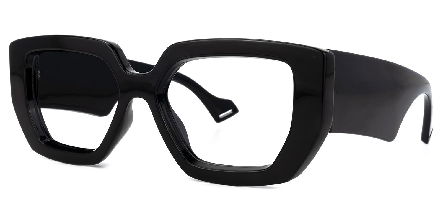 Santiz - Rectangle Black Eyeglasses | Vooglam Front View