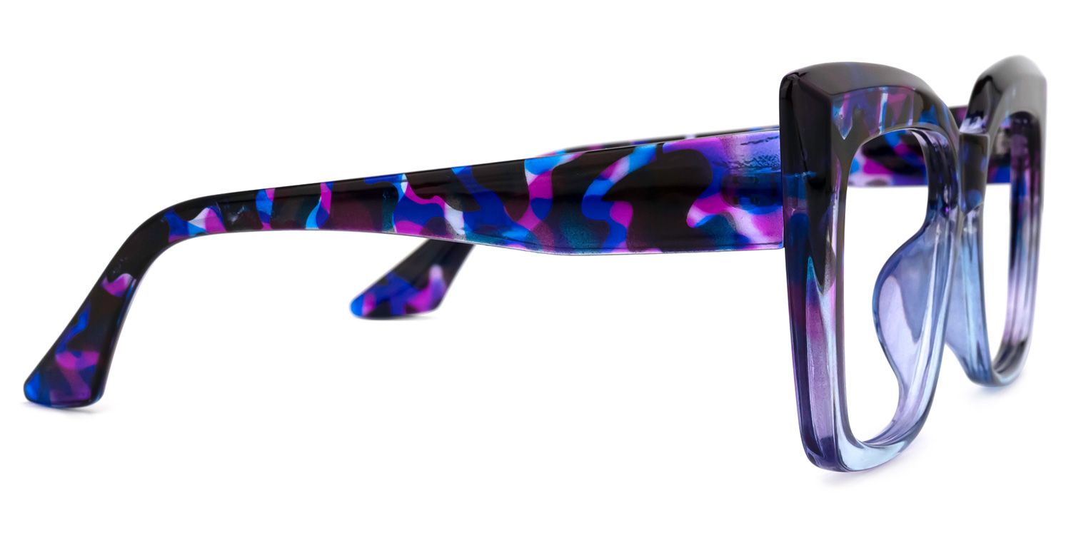 Reina - Bold Purple Ombre Floral Frame Eyeglasses by Vooglam - Product View 4