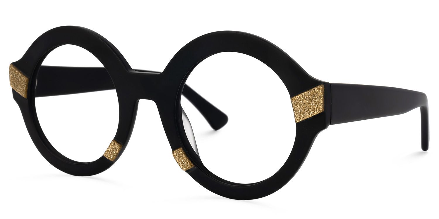 Round Black Eyeglasses | Vooglam.com Front View