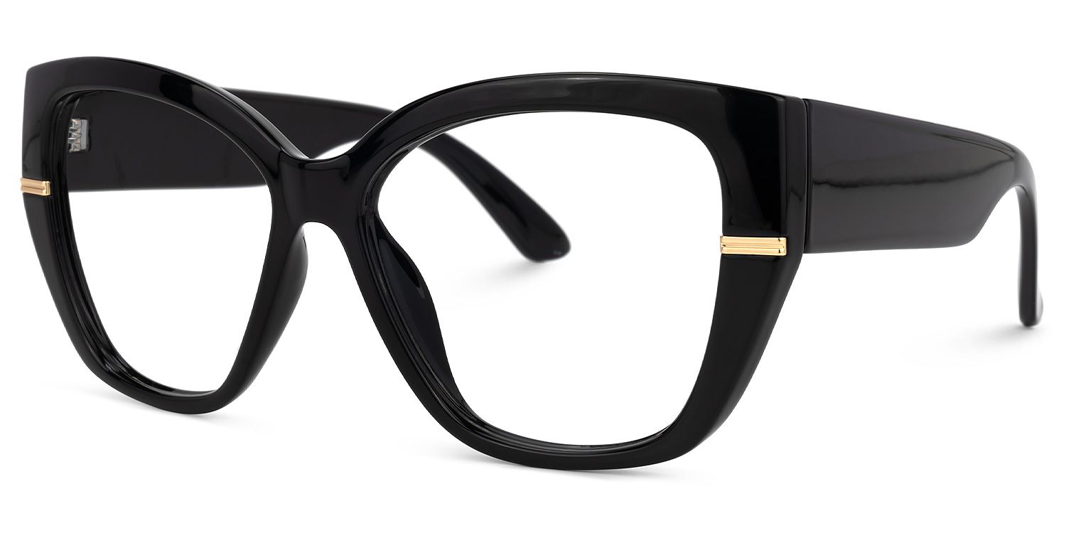 Gustavo - Cat Eye Black Eyeglasses | Vooglam Front View