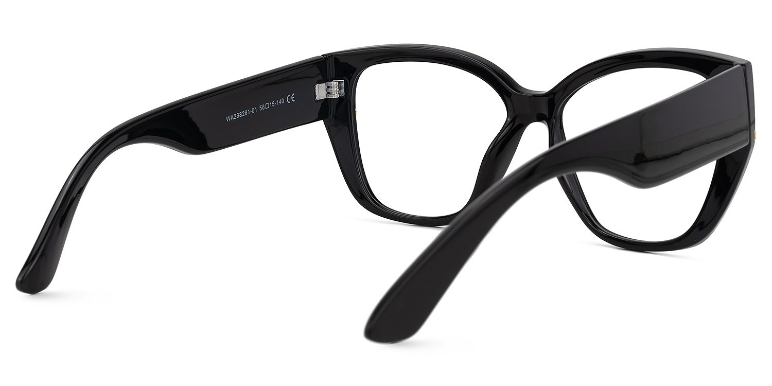 Gustavo - Cat Eye Black Eyeglasses | Vooglam Side View