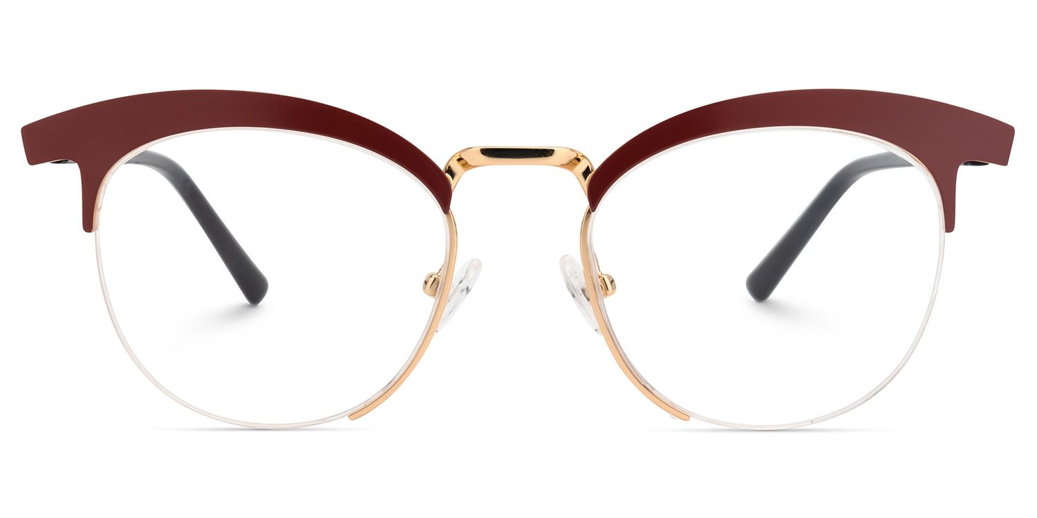 Browline Red Eyeglasses | Vooglam.com Angle View